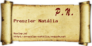 Preszler Natália névjegykártya